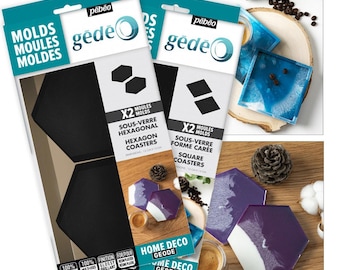Pebeo Gedeo Silicone DIY Coaster Moulds for Resin Craft Packs of 2