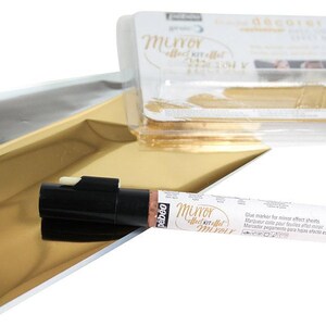 Conjunto de douramento com efeito de espelho Pebeo Gedeo com caneta marcadora de cola de precisão, folhas de prata e ouro