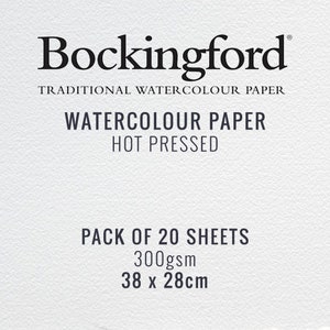 Bockingford heet geperst oppervlak aquarelpapier 300 g/m² 38 x 28 cm (pak van 20 vellen)