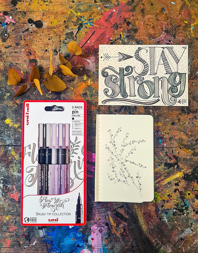 Uni-ball Pin Flow & Flourish Artist Brush Pen Set of 5 - Etsy