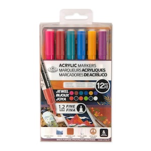 Royal & Langnickel 1.2mm Fine Tip Acrylic Markers Jewel Set 12pc