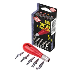 Linocut Tool Set, Handle & 5 Shape Blades, Brand ESSDEE UK Made, Includes  Artist Mark Make Exercise Sheet 