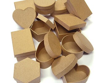 Plain Assorted Shape Paper Mache Boxes Pack of 12