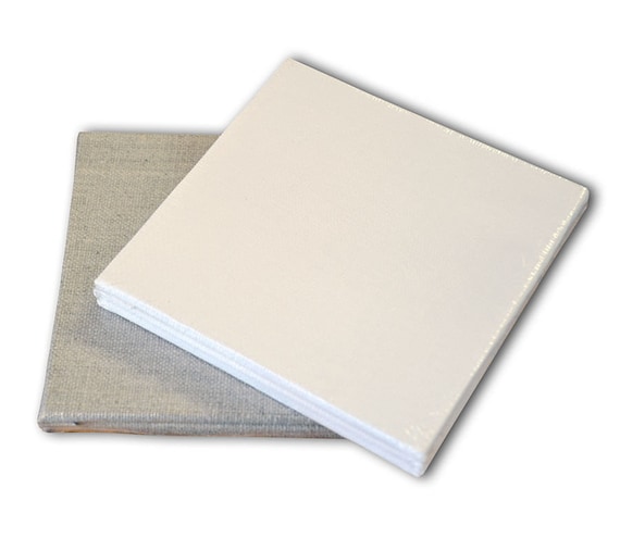 Pebeo Small Miniature Square 10cm Canvas Boards Set of 3 in White Cotton or  Natural Linen 