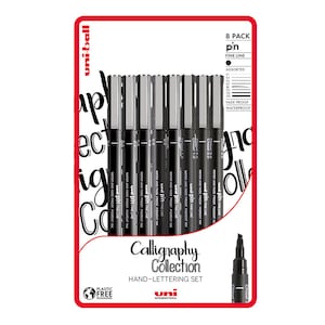 Uni-Ball Pin Calligraphy Collection Hand Lettering Artist Pen Set of 8