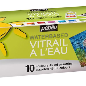 Pebeo Water-Based VITRAIL Glass Paint Assorted Colours Box Set 10 x 45ml