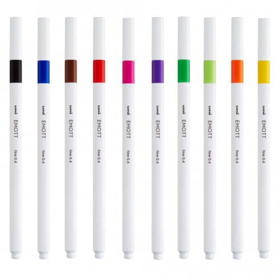 Uni Emott Fine Liner Pen Set of 10 Colours unboxed 