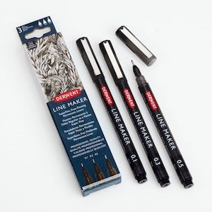 Derwent Line Maker Pen Sets of 3 in Black, Graphite or Sepia