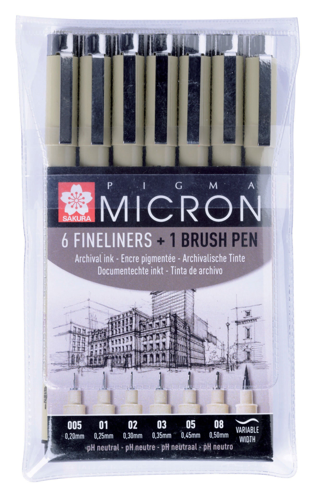 Sakura Pigma Micron Set of Black Fineliners 1 Brush Pen - Etsy Norway