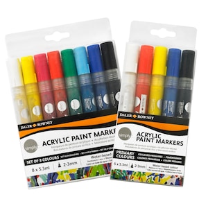 Daler Rowney Simply Acrylic Paint Marker Sets of 5 or 8 Colours