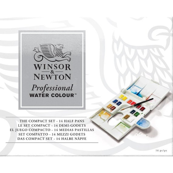 Winsor & Newton Professional Watercolor Paint Set, Compact Set, 12 Half  Pans and Accessories