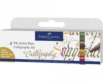 Faber Castell 4 Pitt Artist Pens Calligraphy Colour Set #167505