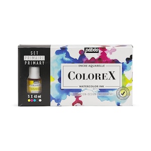 Juego de 5 tintas de acuarela primarias Pebeo Colorex de 45 ml