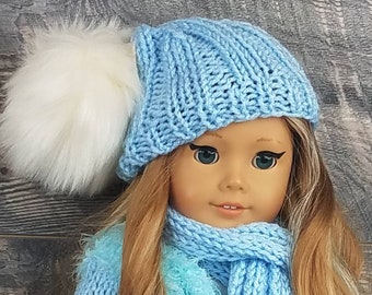 Doll Hat Wrap,18 Inch Matching Set, Doll Slouchy Hat, 18 Inch Doll Clothes, Doll Accessories, Girl Doll Winter Set, Doll Scarf Beanie Set,