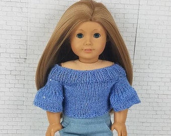 18 inch Doll Top, Doll Skirt, Doll Spring Outfit, 18 inch Doll Clothes, Doll Ruffle Skirt, Doll Off Shoulder Top, Doll Bell Sleeve Top