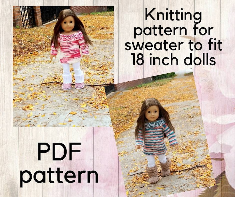 Doll Sweater Pattern, Pattern for 18 Inch, 18 Inch Doll Sweater, Doll ...