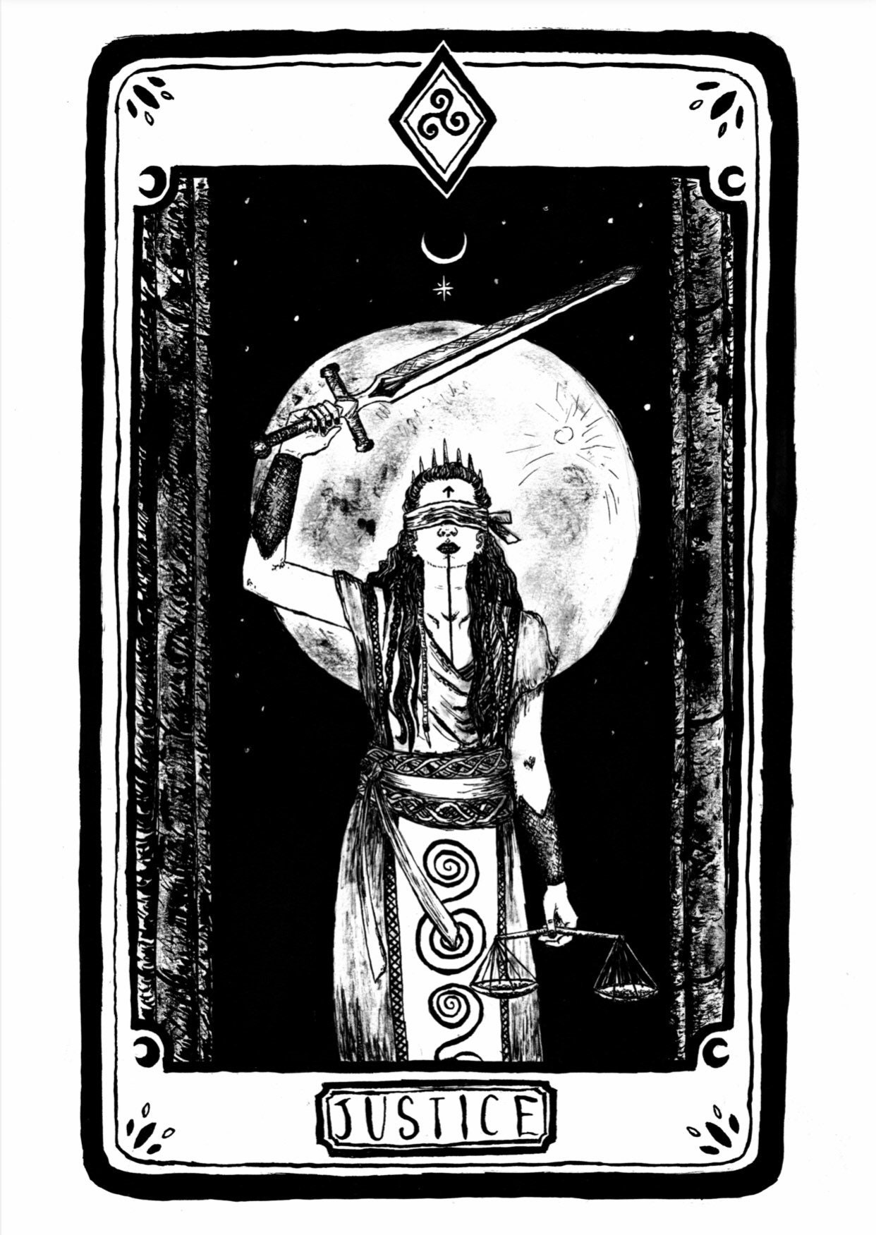 Tarot cards magical symbols doodles esoteric boho mystical hand drawn elements stone crystals