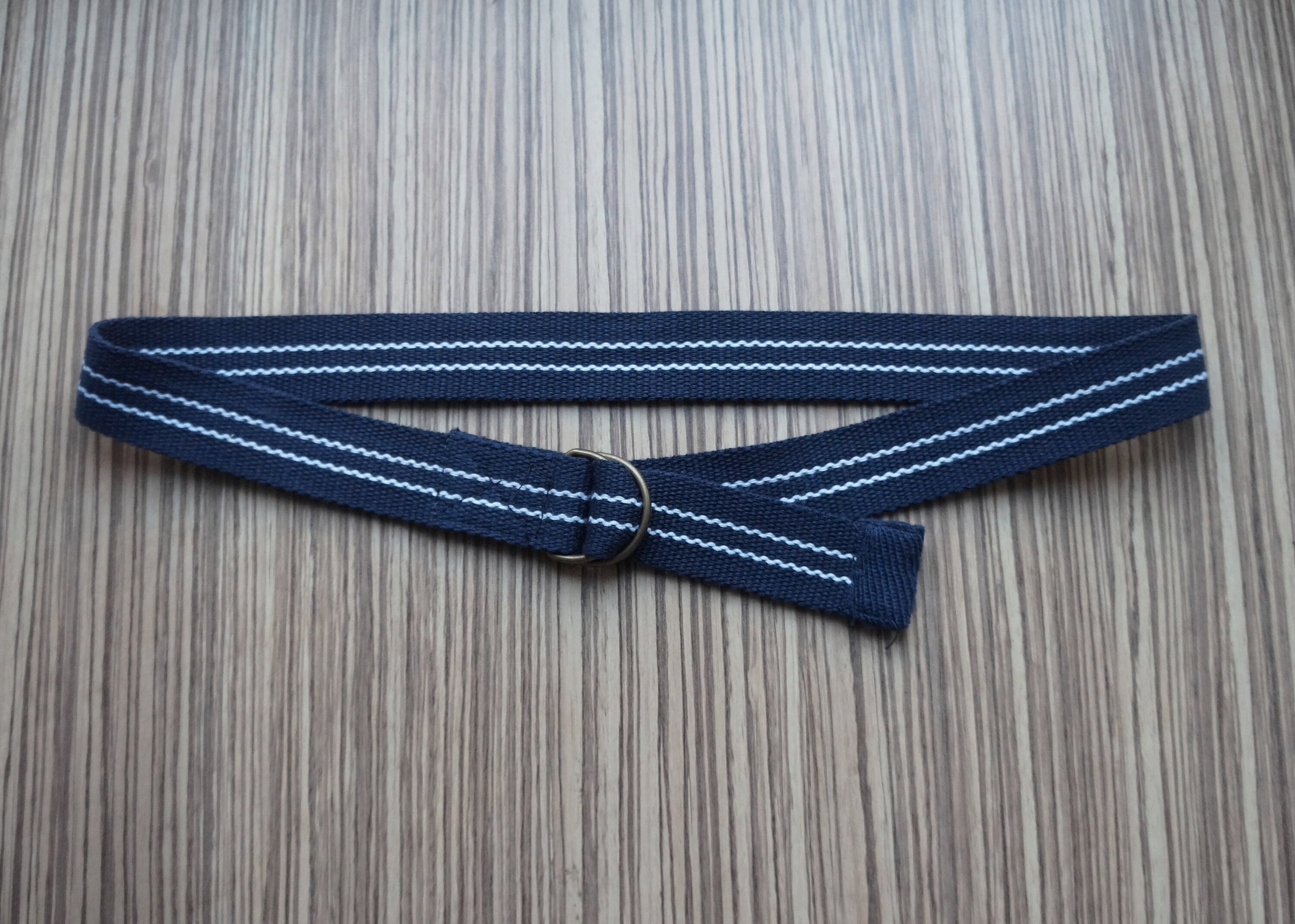 Nautical Woven Webbing Preppy Belt, Navy Blue With White Stripes ...