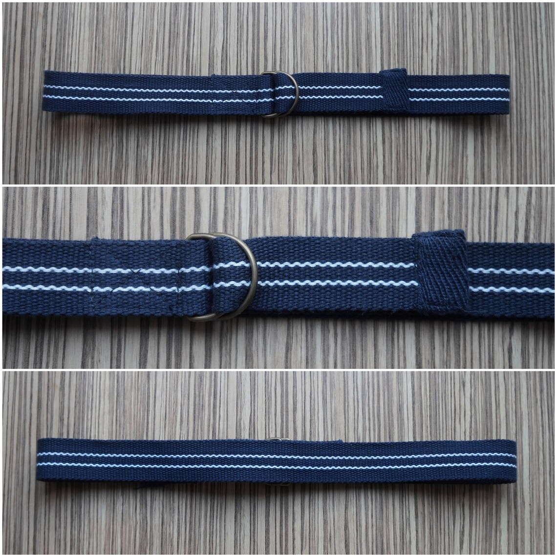 Nautical Woven Webbing Preppy Belt, Navy Blue With White Stripes ...