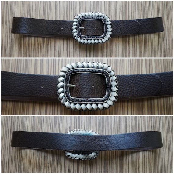 FRONHOFER Women's Leather Belt - 1.5 Inch Width, Oval Silver Buckle, Handcrafted In Germany, Casual Jean Belt - View #8
