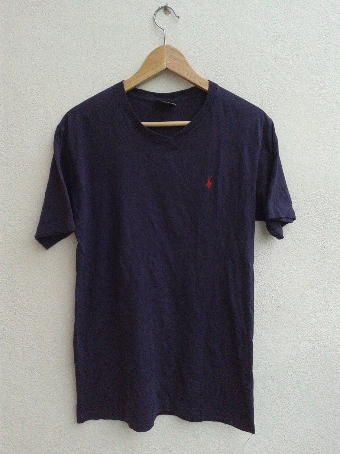 ON SALE 25% Vintage 90s Polo Ralph Lauren Dark Blue Red Pony V neck T ...