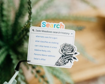 Pegatina de historial de búsqueda de Zade Meadows / Pegatina de Kindle / Regalos para ella / Romance oscuro / Pegatina de vinilo