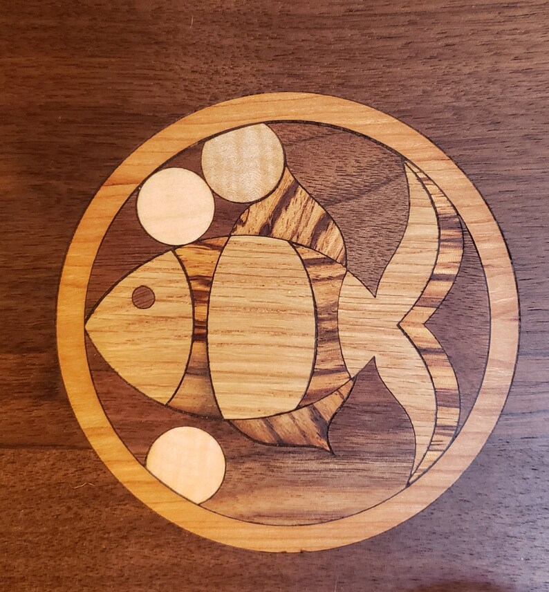 Fish Wood Inlay Cutting Board 9x12x3/4display Front Cut Etsy