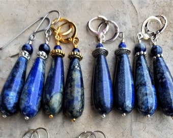 Beautiful Lapis Lazuli Teardrop Earrings, Deep Blue Earrings, Lapis Lazuli Earrings, Sterling Silver LeverBack, Brilliant Blue Drop Earrings