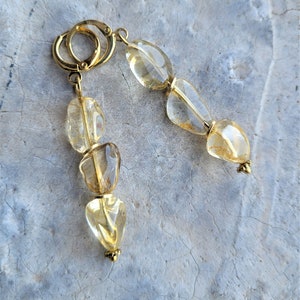 Golden Citrine Nugget Dangle Earrings, Citrine Freeform Nuggets, Liquid Sunshine