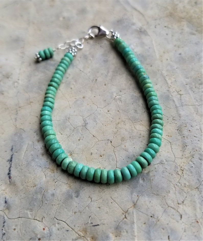 Genuine American Turquoise Bracelets Navajo Sterling Pearls 3 Versions: Turquoise Barrels Sterling Clasps Turquoise Rondelles Gorgeous