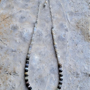 White Burmese Sapphires, Black Tourmalines & Sterling Necklace Refined Style Sapphires and Tourmalines Arty Earthy Neutral Necklace image 9