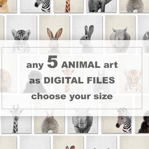 Pick Any 5 Animal Prints, Nursery Wall Art (Digital Download)