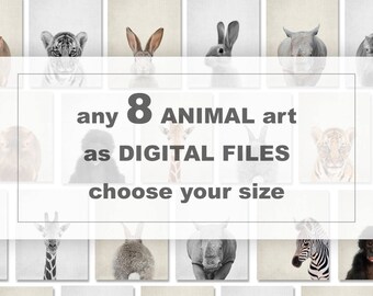 Aangepaste babydierenprints, kinderkamerdecoratie (digitale download)