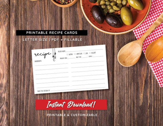Printable Recipe Cards Fully Editable PDF 3 X | Etsy