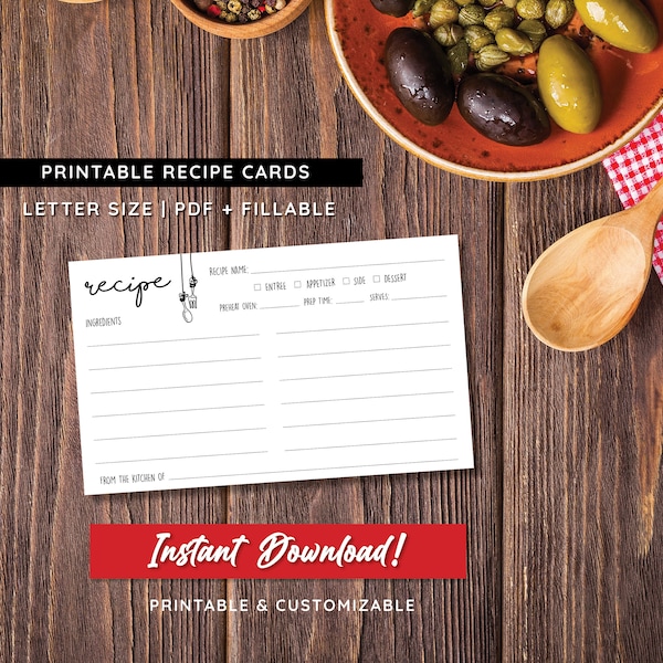 3 X 5 Recipe Cards - Etsy