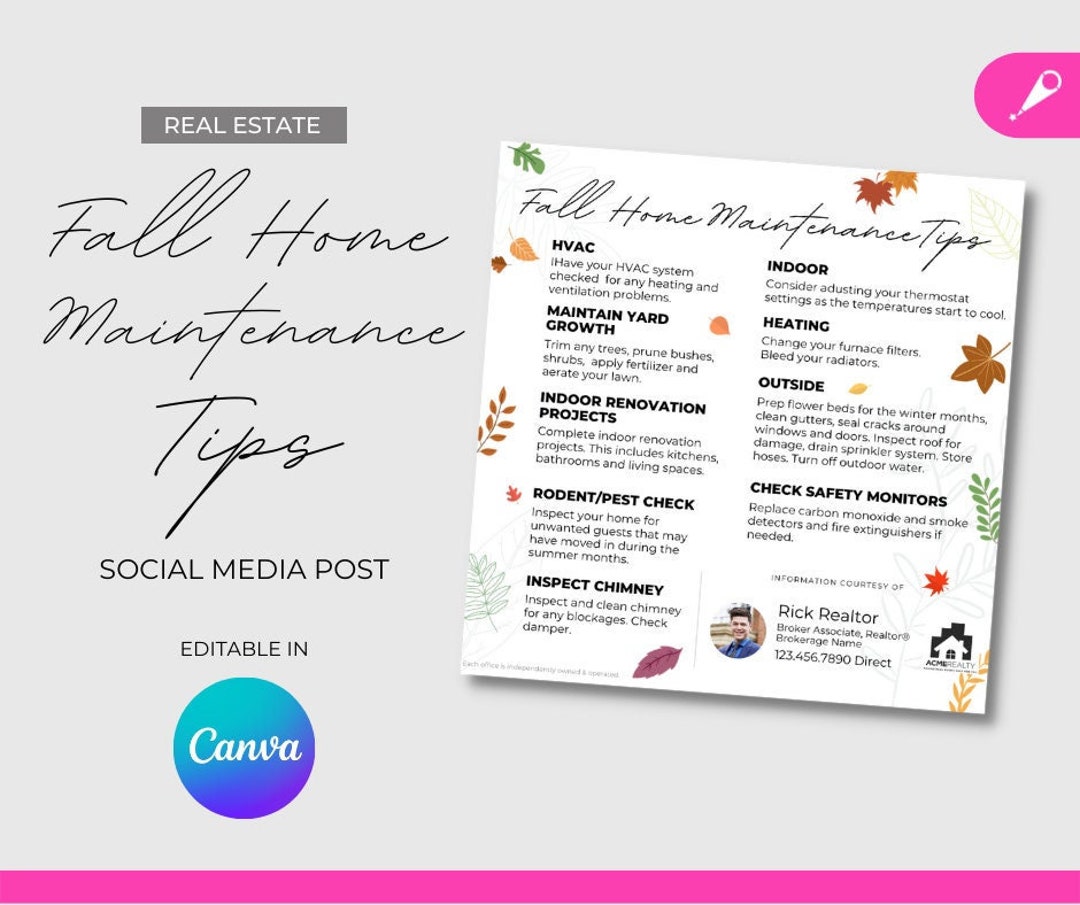 Real Estate Fall Home Maintenance Tips Social Media Post Square Post Real Estate Fall Home Maintenance Tips Social Media Post Square Post