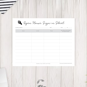 Open House Sign-in Sheet Printable | 8.5 x 11 | Perfect for Real Estate Open House | Realtor Customer Sign In Sheet
