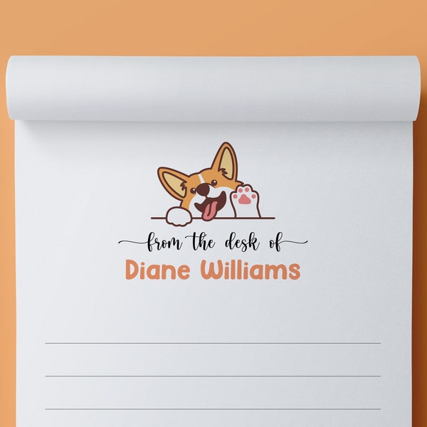 Handmade Personalized Notepad with Corgi Waving | 5.5" W x 8.5" H | Gift for Corgi Lovers | Custom Writing Pad | Dog Lover Memo Notes