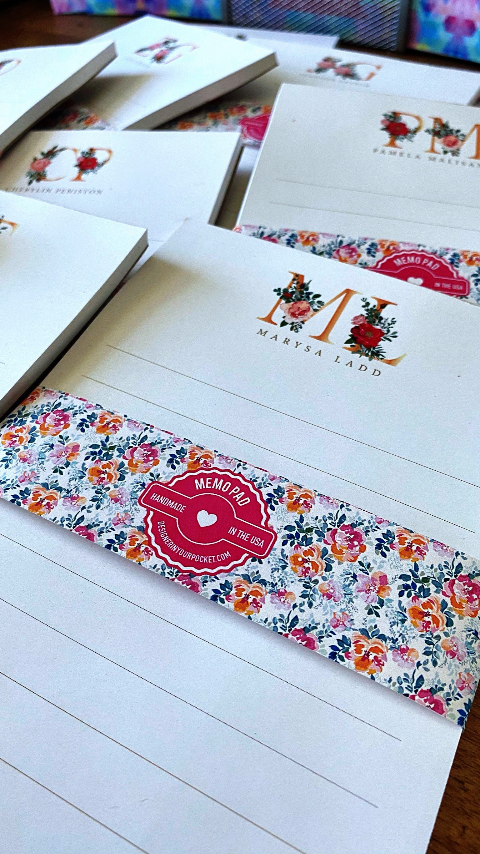 Personalized Floral Monogram Notepad | Custom Stationery Gift - Etsy
