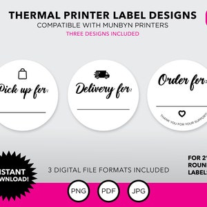 Direkt Thermo-Label-Design für Ihre Bestellungen zum Abholen und Liefern | Für 2 ""Runde Etiketten | Kompatibel mit Munbyn Druckern."