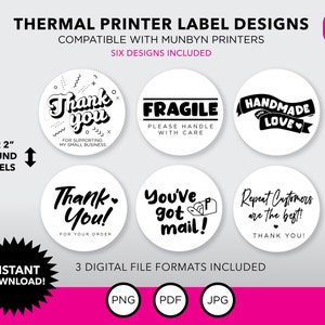 Direkt Thermo Drucker Label Design Bundle | Sofortdownload | 6 Designs enthalten | PDF-, JPG- und PNG-Formate enthalten