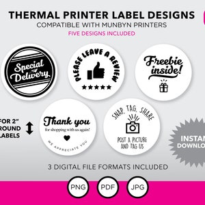 Direkt Thermo Drucker Label Design Bundle | Sofortdownload | 5 Designs enthalten | PDF-, JPG- und PNG-Formate enthalten