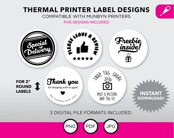 Direct Thermal Printer Label Design Bundle | Instant Download | 5 Designs Included | PDF, JPG, and PNG formats included