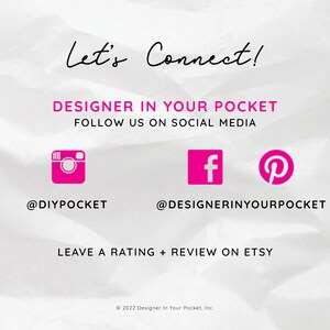 K&ouml;nnte beinhalten: Lass uns verbinden! Designer in deiner Tasche. Folge uns auf Social Media: Instagram @DIYPOCKET, Facebook @DESIGNERINYOURPOCKET, Pinterest @DESIGNERINYOURPOCKET. Hinterlasse eine Bewertung und eine Rezension auf Etsy. &copy; 2022 Designer In Your Pocket, Inc.