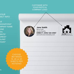 Qty 15, 30, or 50 - Low Minimum BULK Notepads - Custom Real Estate ...