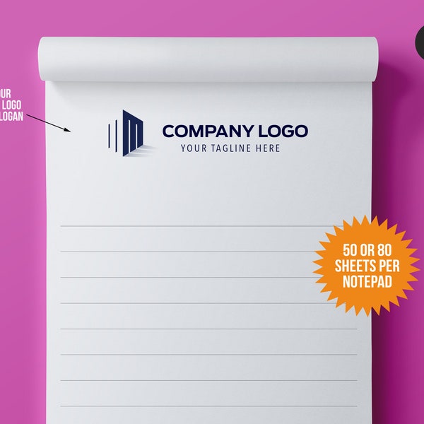 Qty 1 - Custom 8.5" x 5.5" (50 or 80 sheets) Personalized Notepads with Your Business Logo | Personalized Stationery | Custom Writing Pad