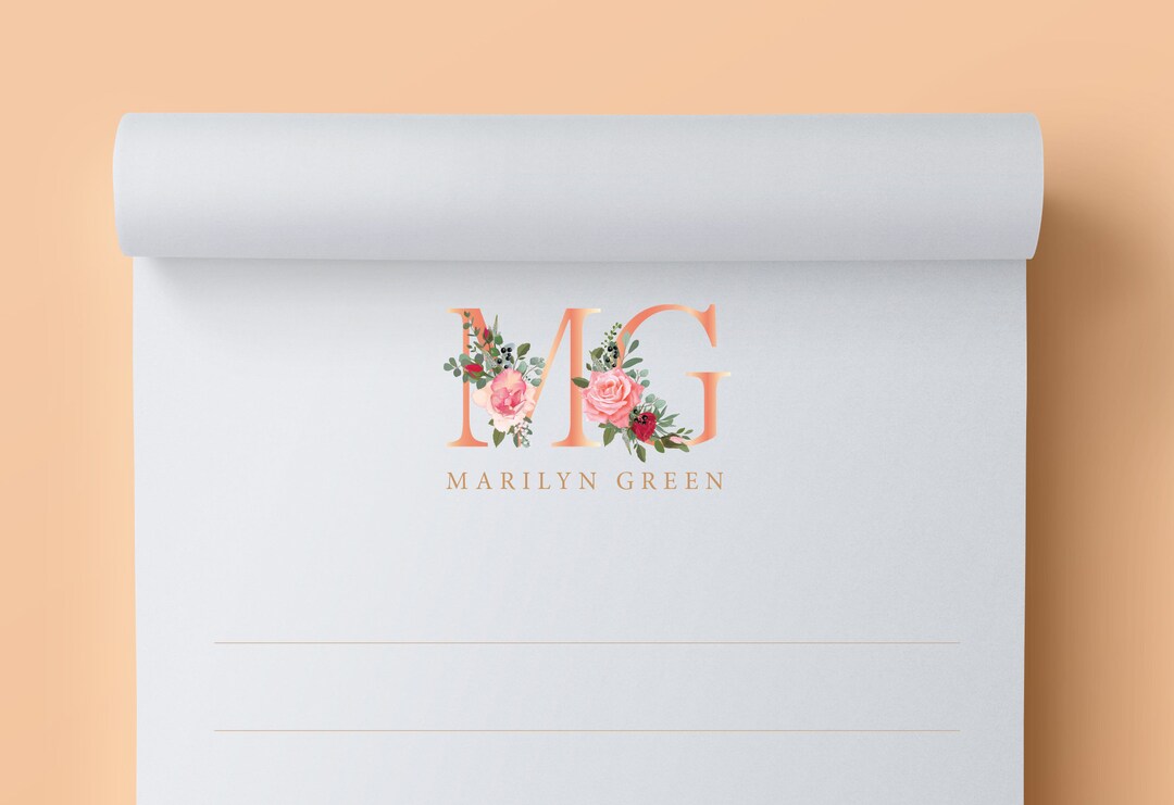 Personalized Floral Monogram Notepad | Custom Stationery Gift - Etsy