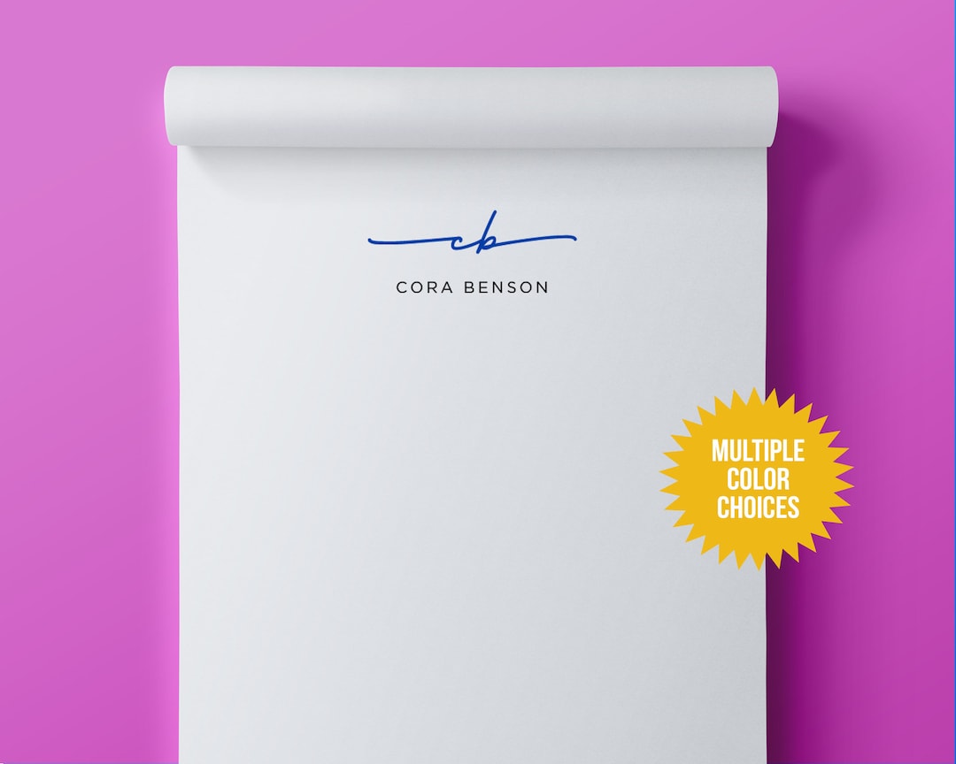 Personalized Notepad With Script Initials and Name Perfect Gift for