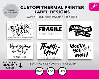 Direct Thermal Printer Label Design Bundle | Instant Download | 6 Designs Included | PDF, JPG, and PNG formats included