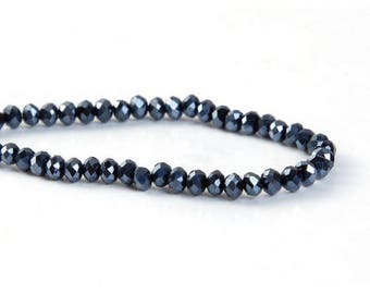 145 dark blue glass 4mm faceted beads